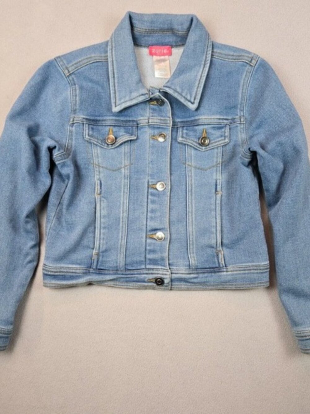 Zunie Girl Denim‎ Jacket SIZE M 7/8 Light Wash Stretch Jean Jacket